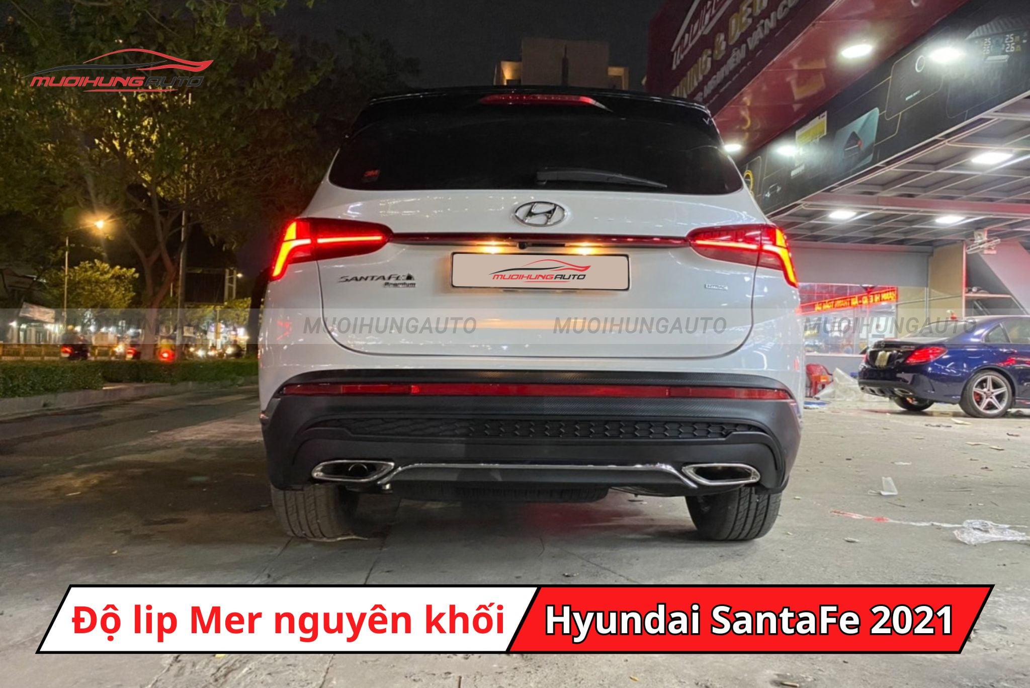 Độ lip pô Mercedes nguyên khối cho xe Hyundai SantaFe 2021