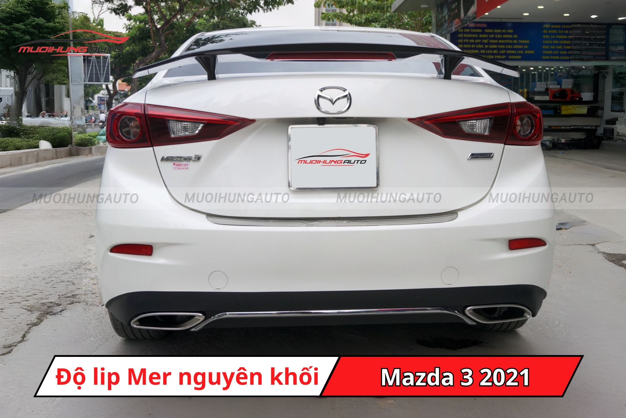 Độ lip pô Mercedes nguyên khối cho xe Mazda 3 2021