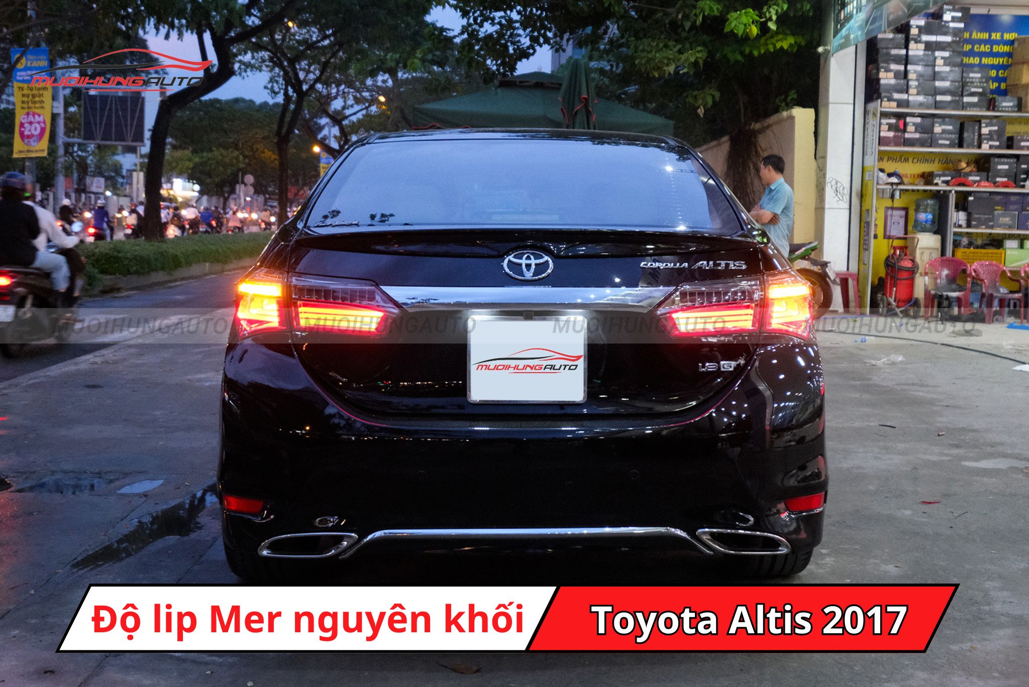 Độ lip pô Mercedes nguyên khối cho xe Toyota Altis 2017