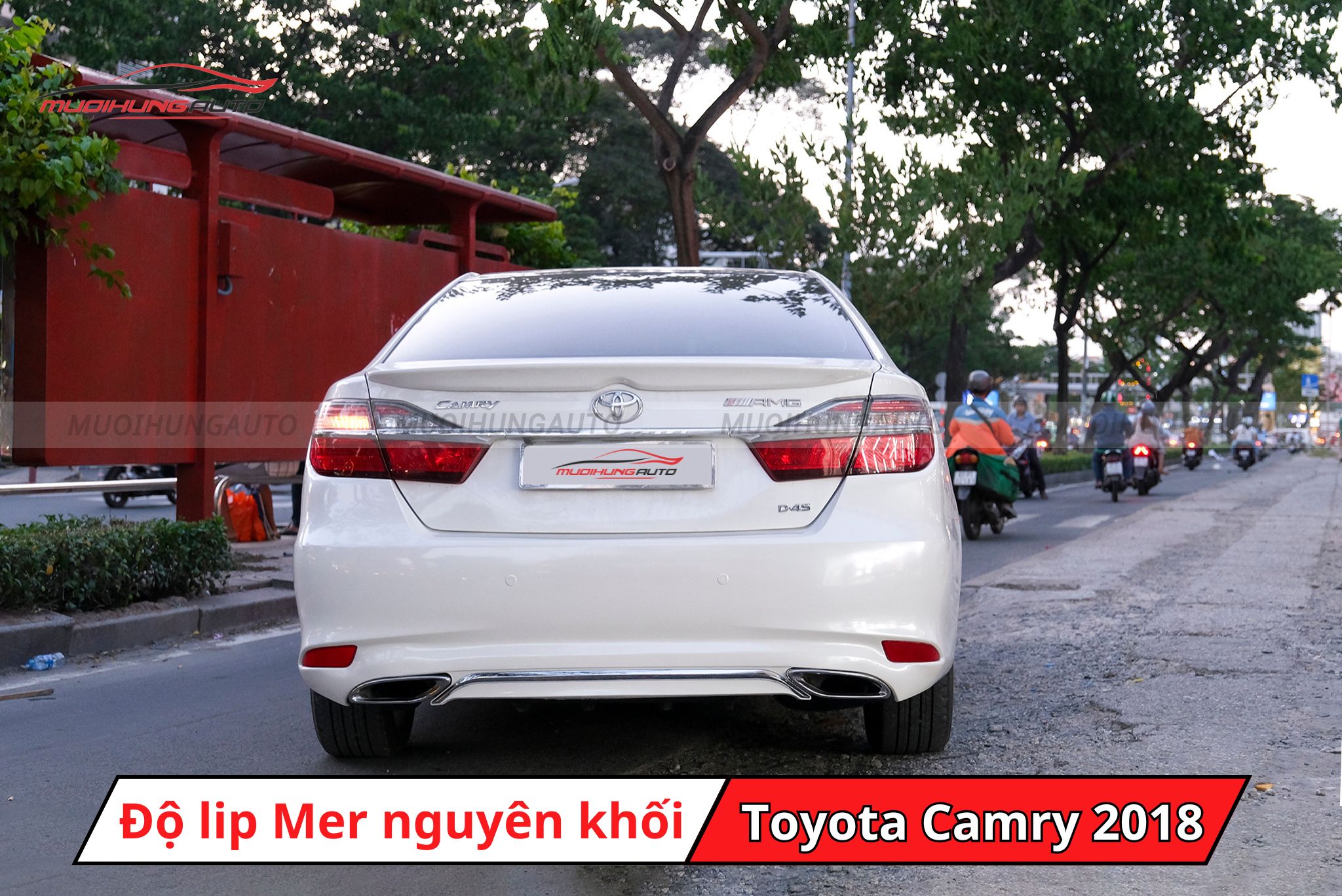 Độ lip pô Mercedes nguyên khối cho xe Toyota Camry 2018