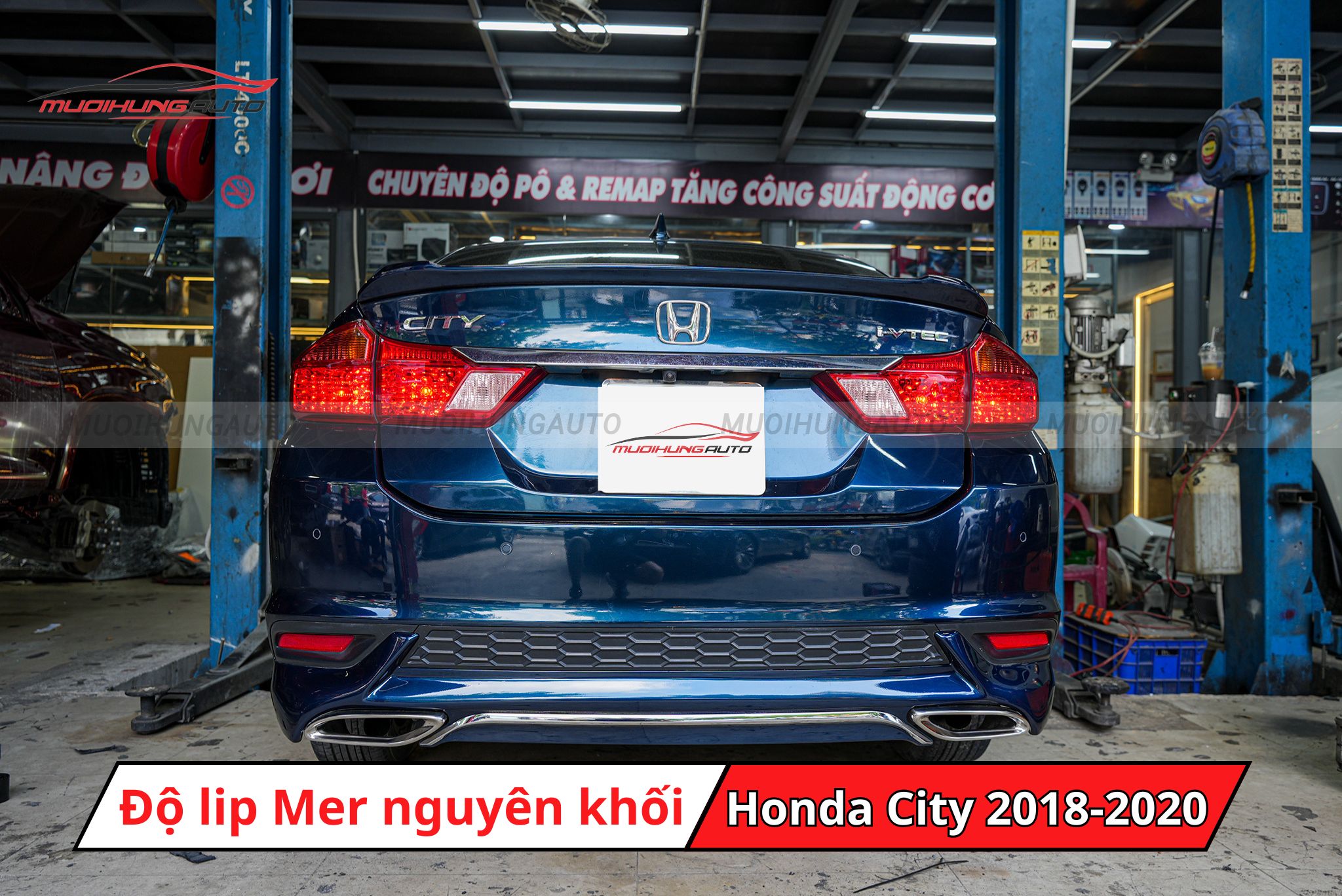 Độ lip pô Mercedes nguyên khối cho xe Honda City 2018-2020