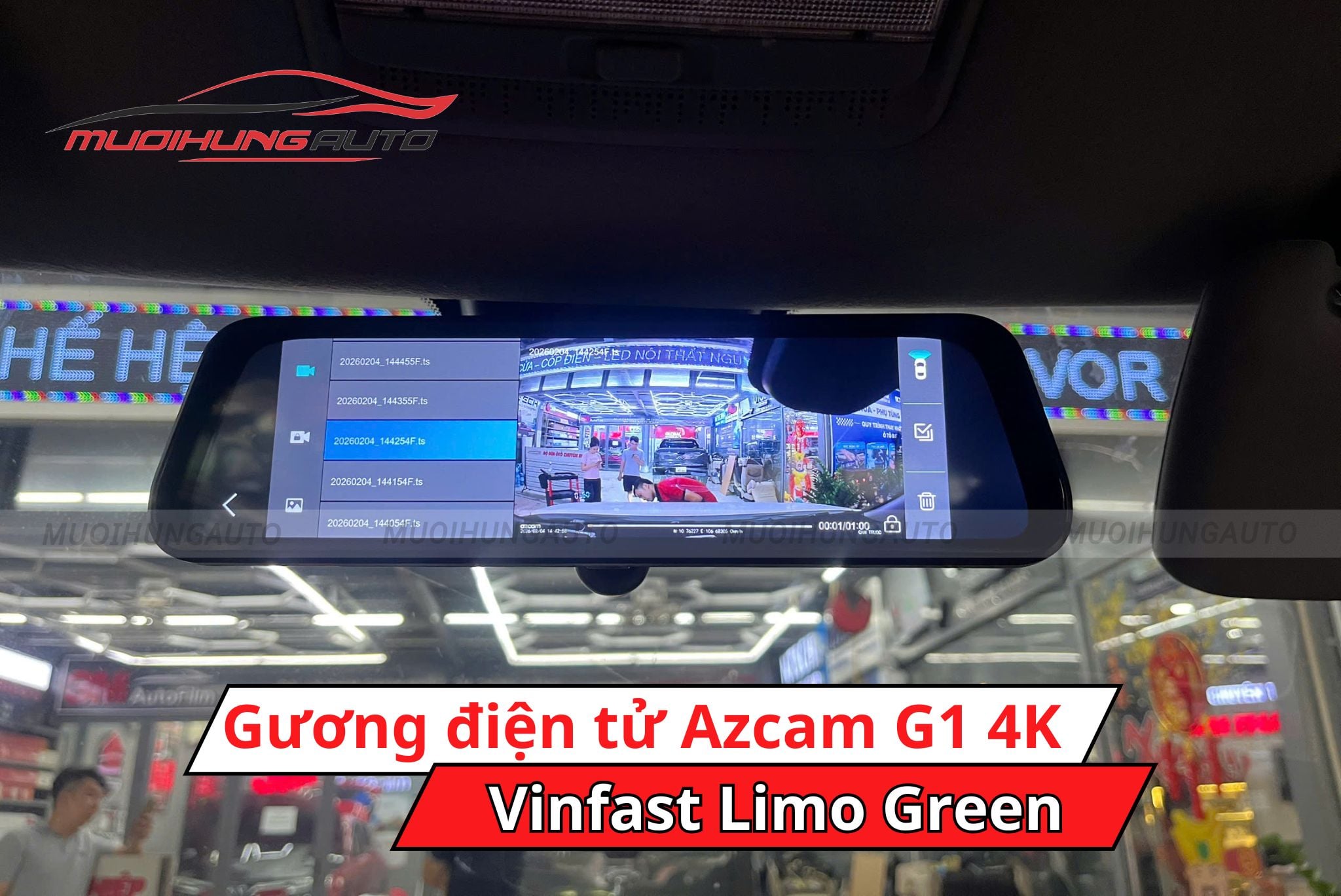 Gương chiếu hậu điện tử AZCam G1 4K ô tô Vinfast Limo Green
