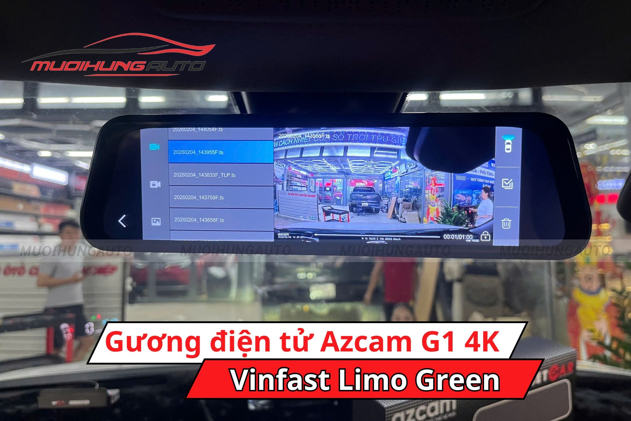 Gương chiếu hậu điện tử AZCam G1 4K xe Vinfast Limo Green