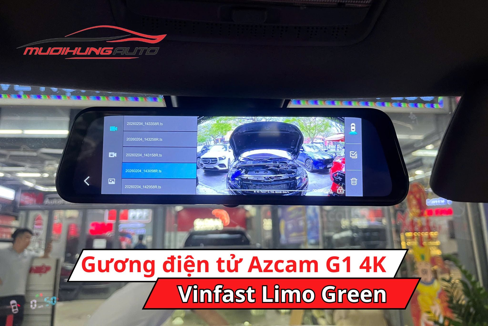 Gương điện tử AZCam G1 4K cho xe Vinfast Limo Green