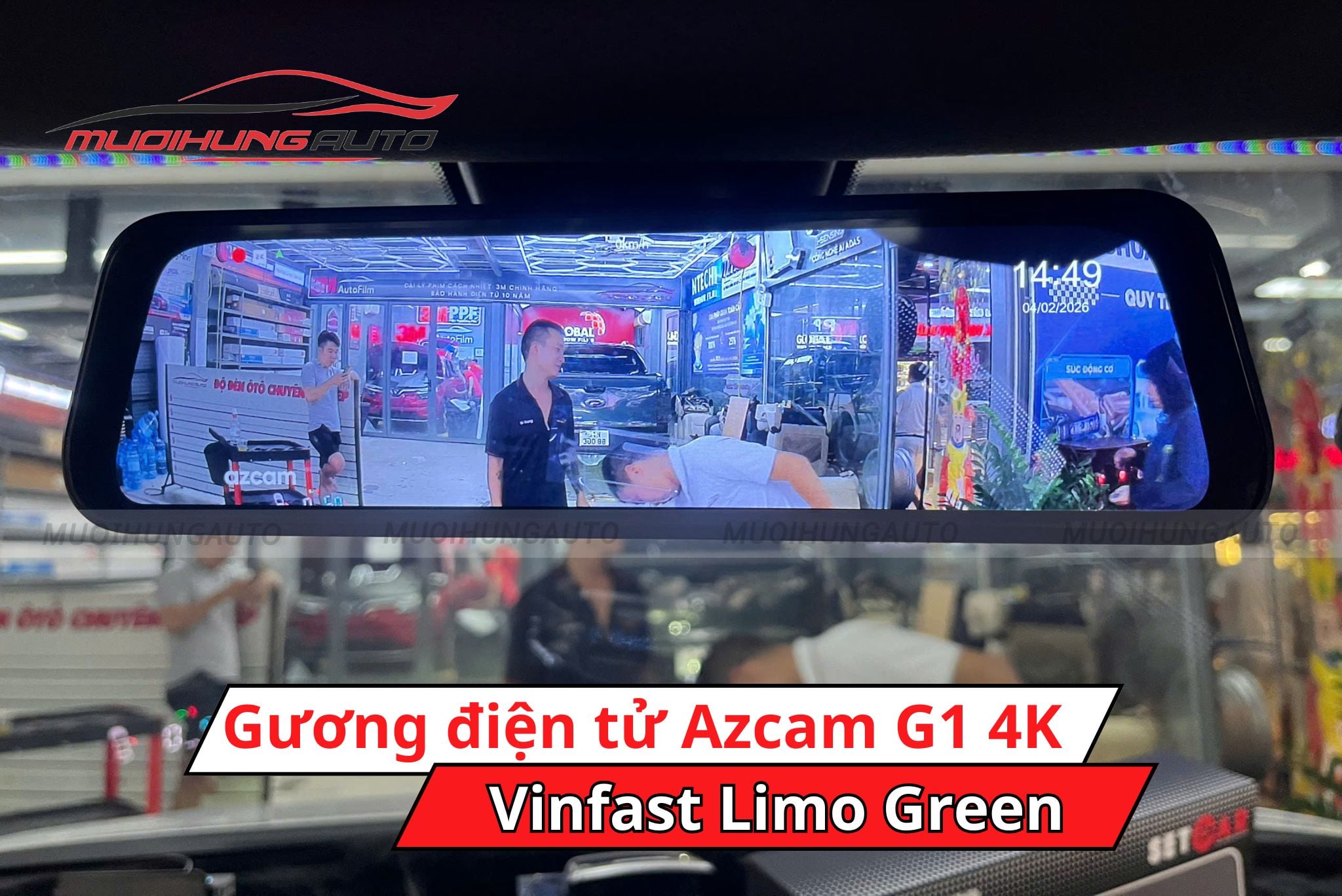 Gương hậu điện tử AZCam G1 4K cho xe Vinfast Limo Green