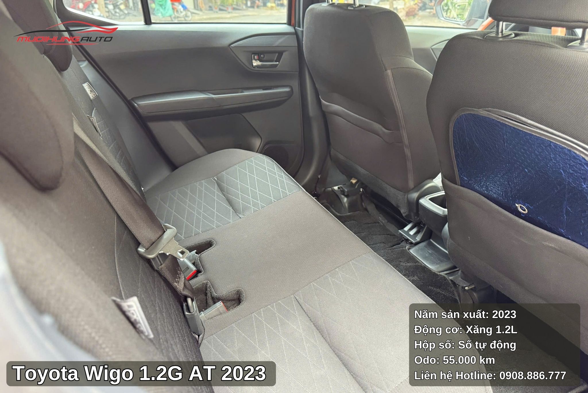 Hàng ghế sau Toyota Wigo 1.2G AT 2023 rộng rãi và thoải mái