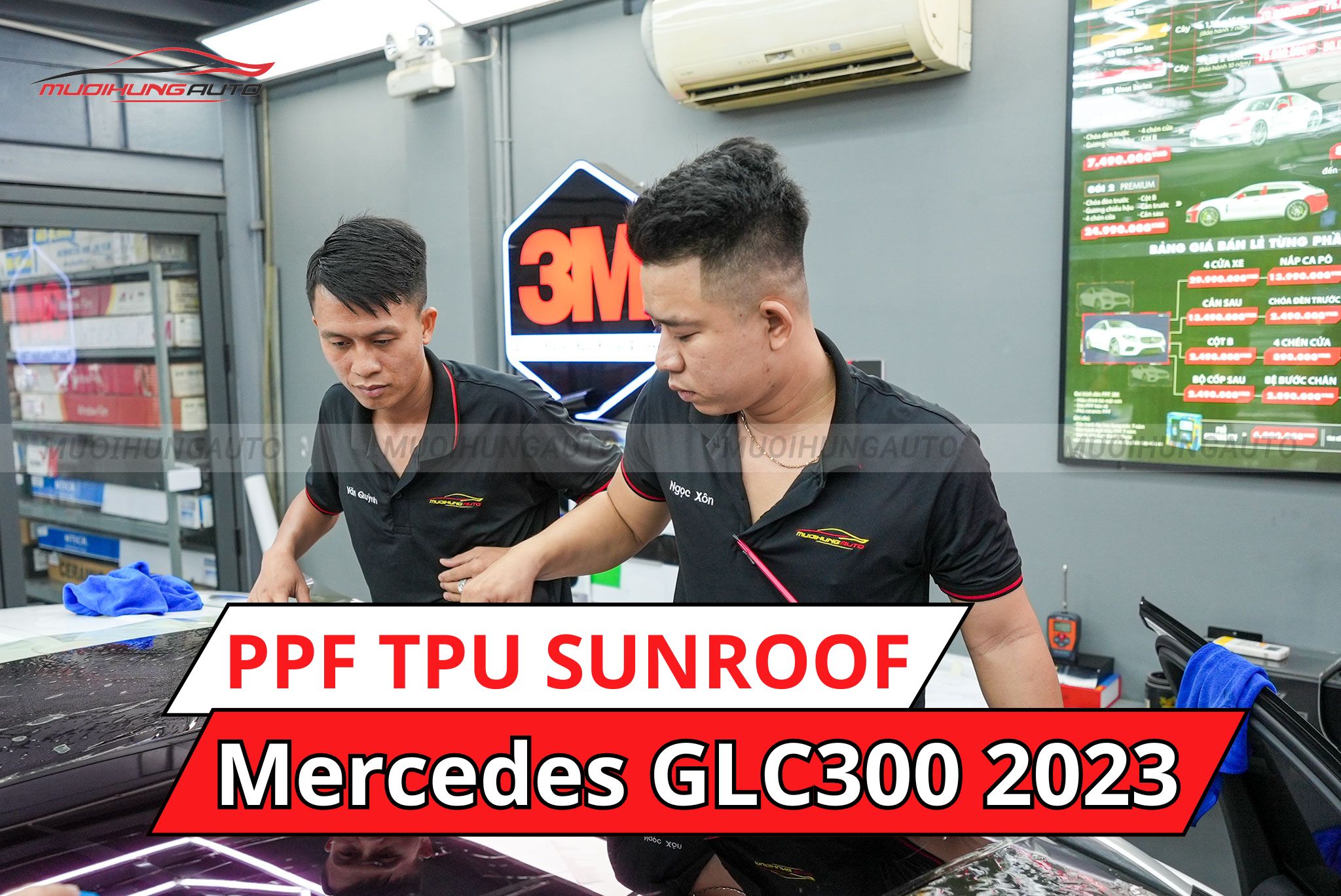 Dán phim PPF TPU SUNROOF cách nhiệt cửa sổ trời xe hơi Mercedes GLC300 2023