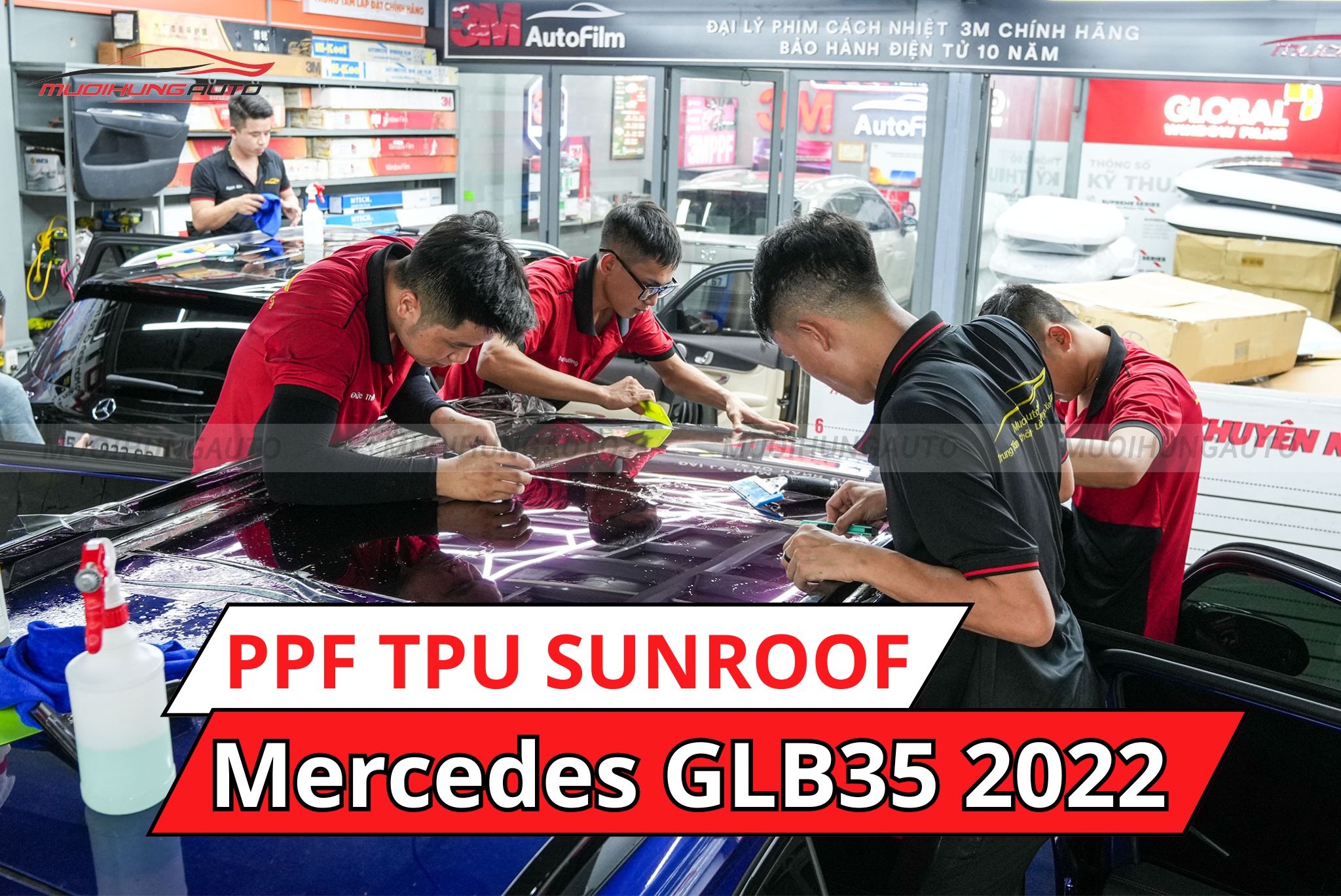 Dán phim PPF TPU SUNROOF cách nhiệt cửa sổ trời cho ô tô Mercedes GLB35 2022