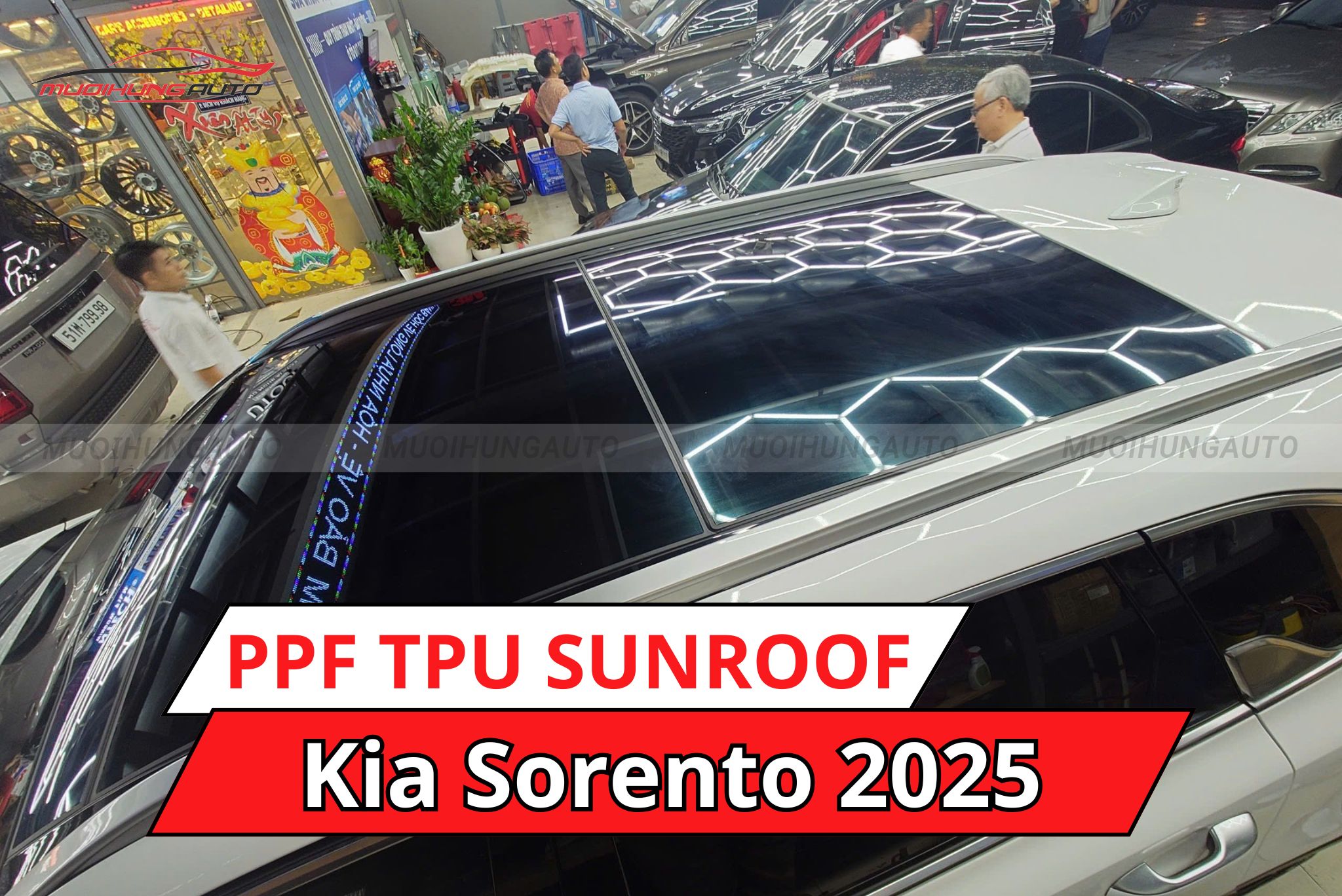 Kia Sorento 2025 dán phim PPF TPU SUNROOF cách nhiệt cửa sổ trời