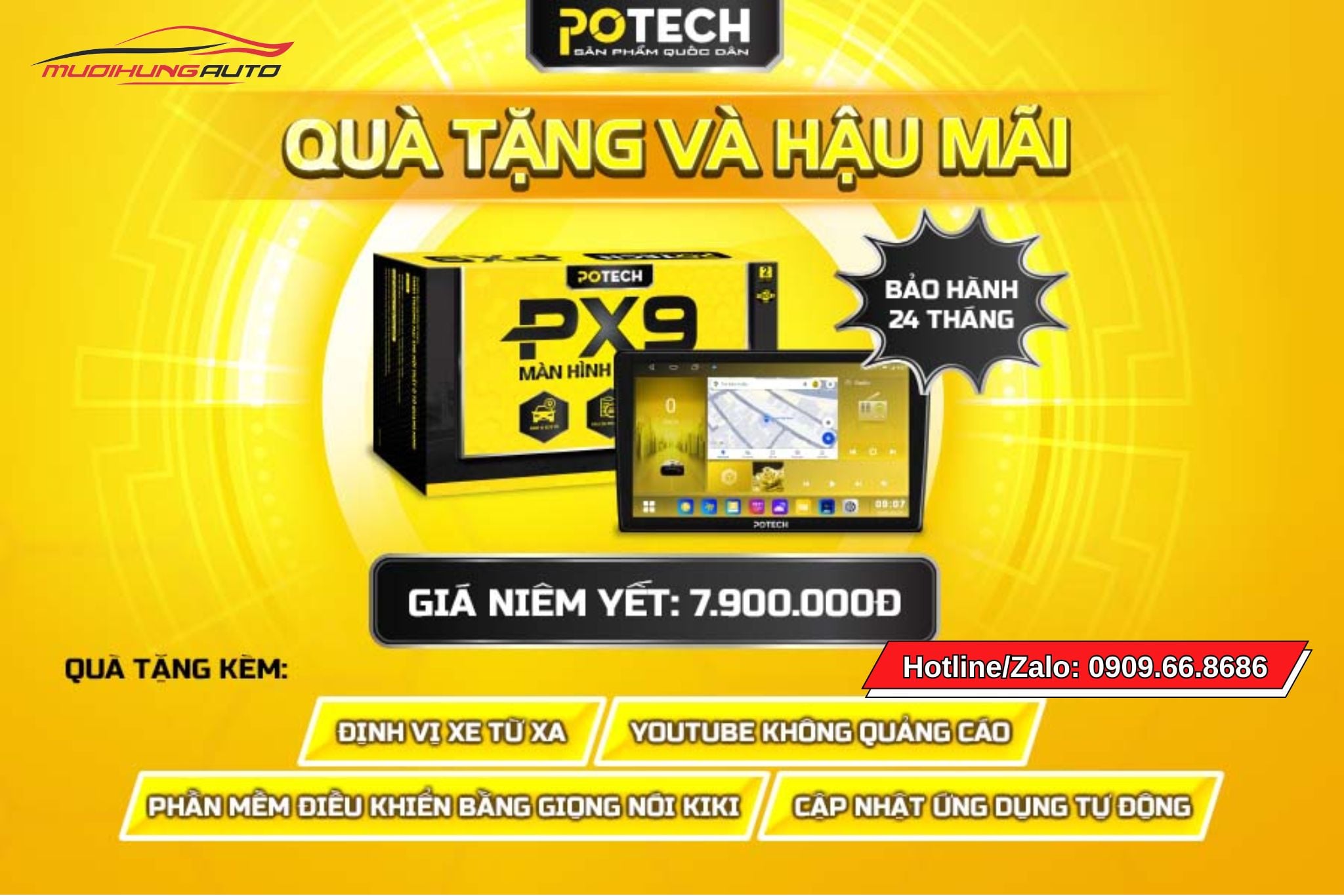 Lắp màn hình Potech PX9