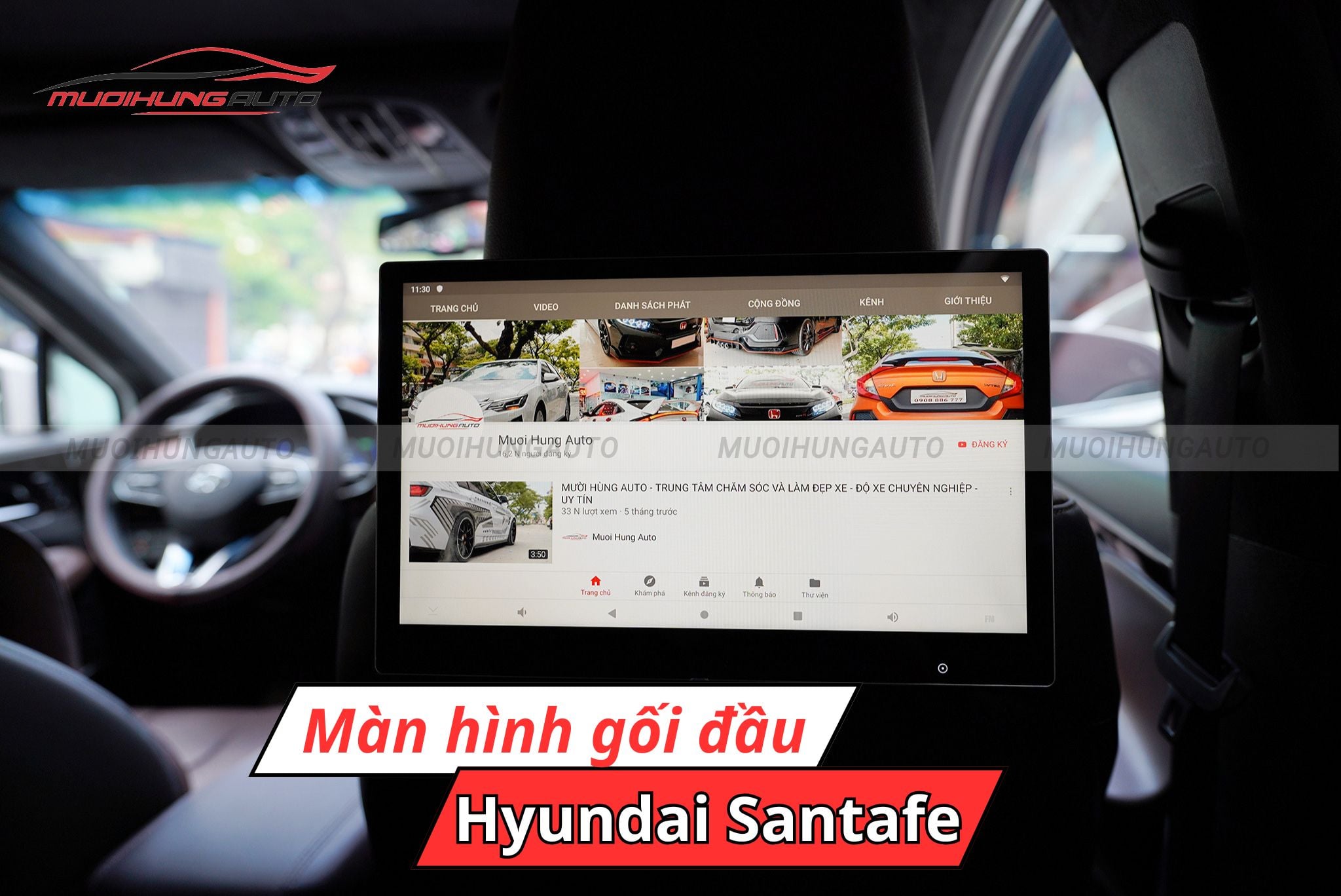 Màn hình gối đầu Android Hyundai Santafe