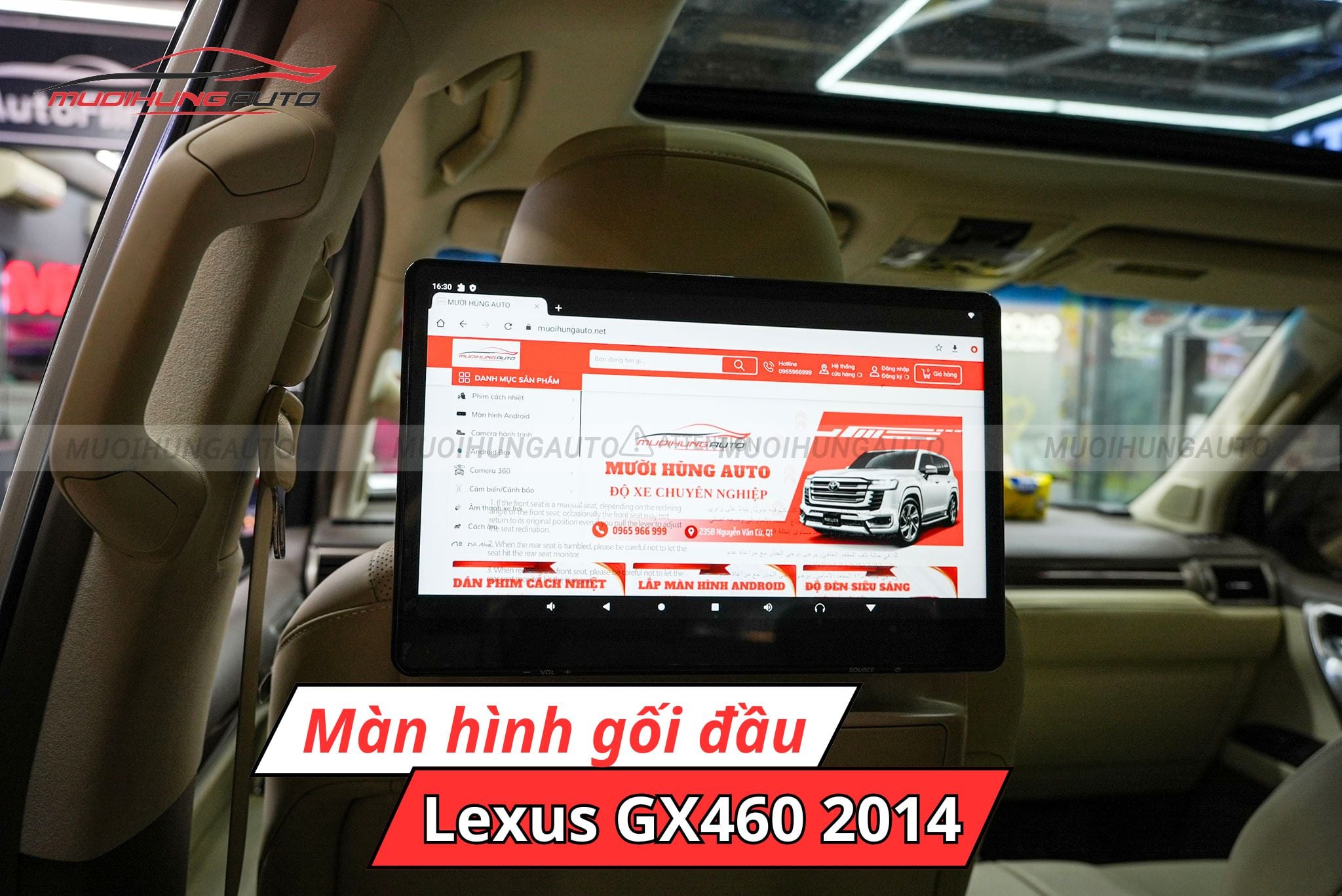 Màn hình gối đầu Android Lexus GX460 2014