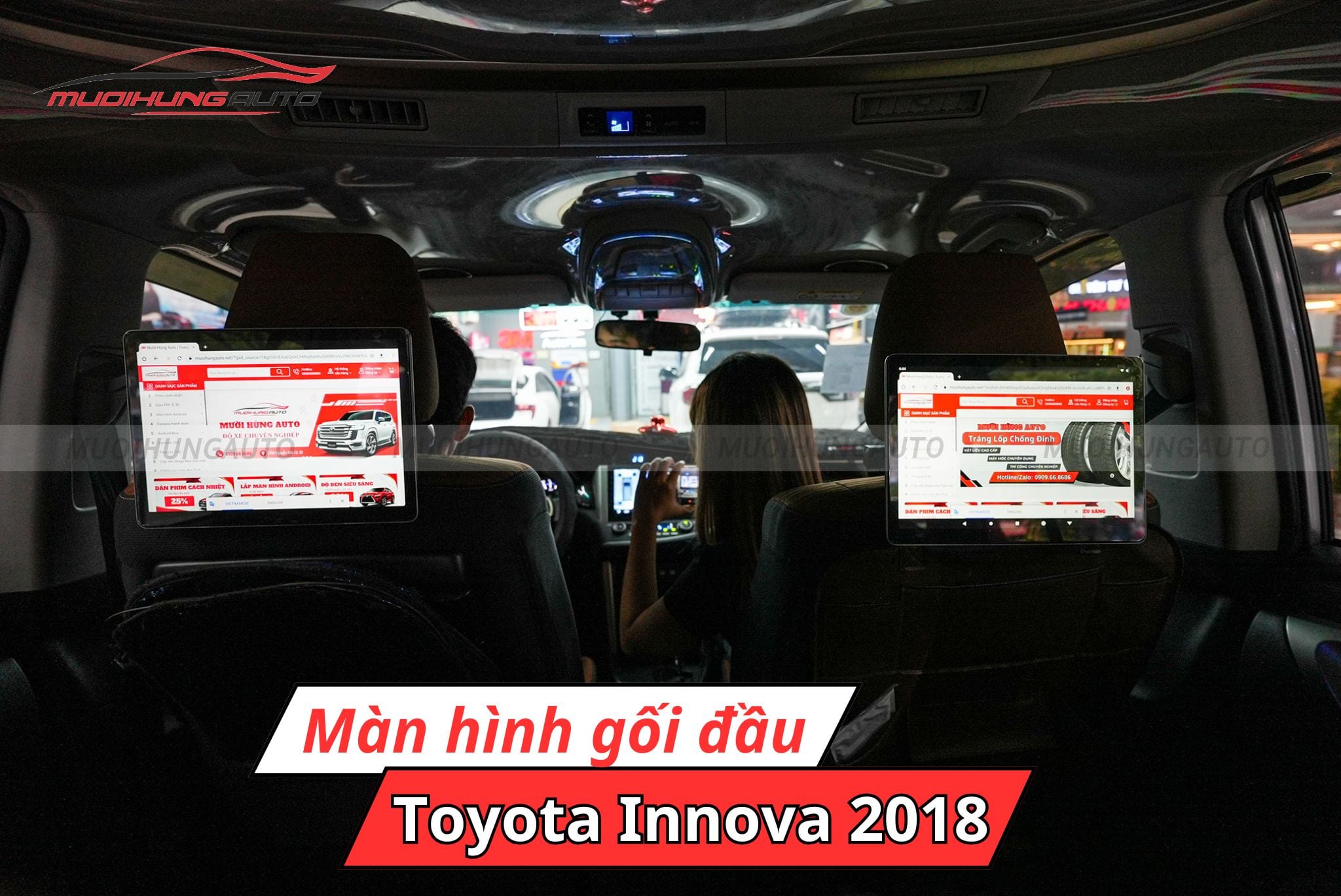 Màn hình gối đầu Android Toyota Innova 2018
