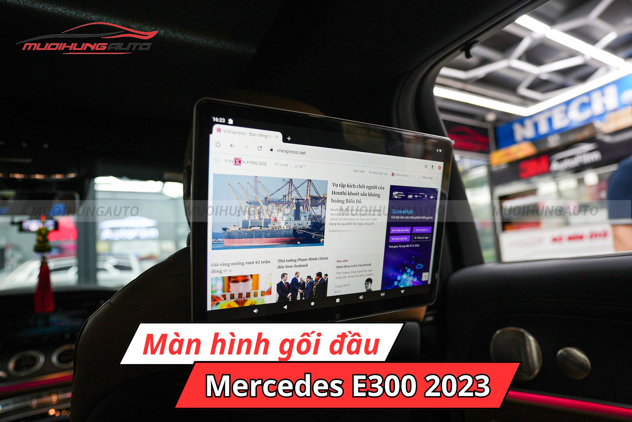 Màn hình gối đầu cho Mercedes E300 2023