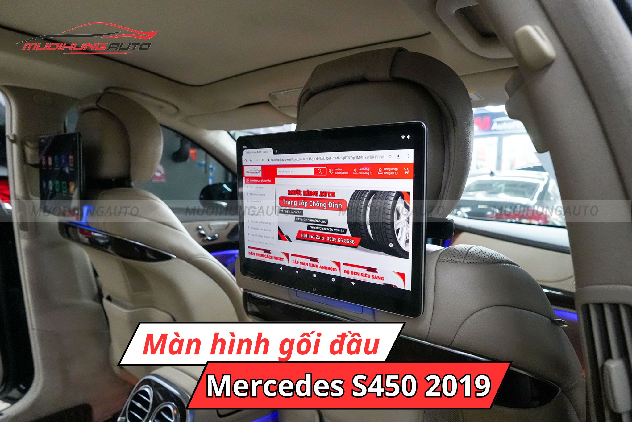 Màn hình gối đầu cho Mercedes S450 2019