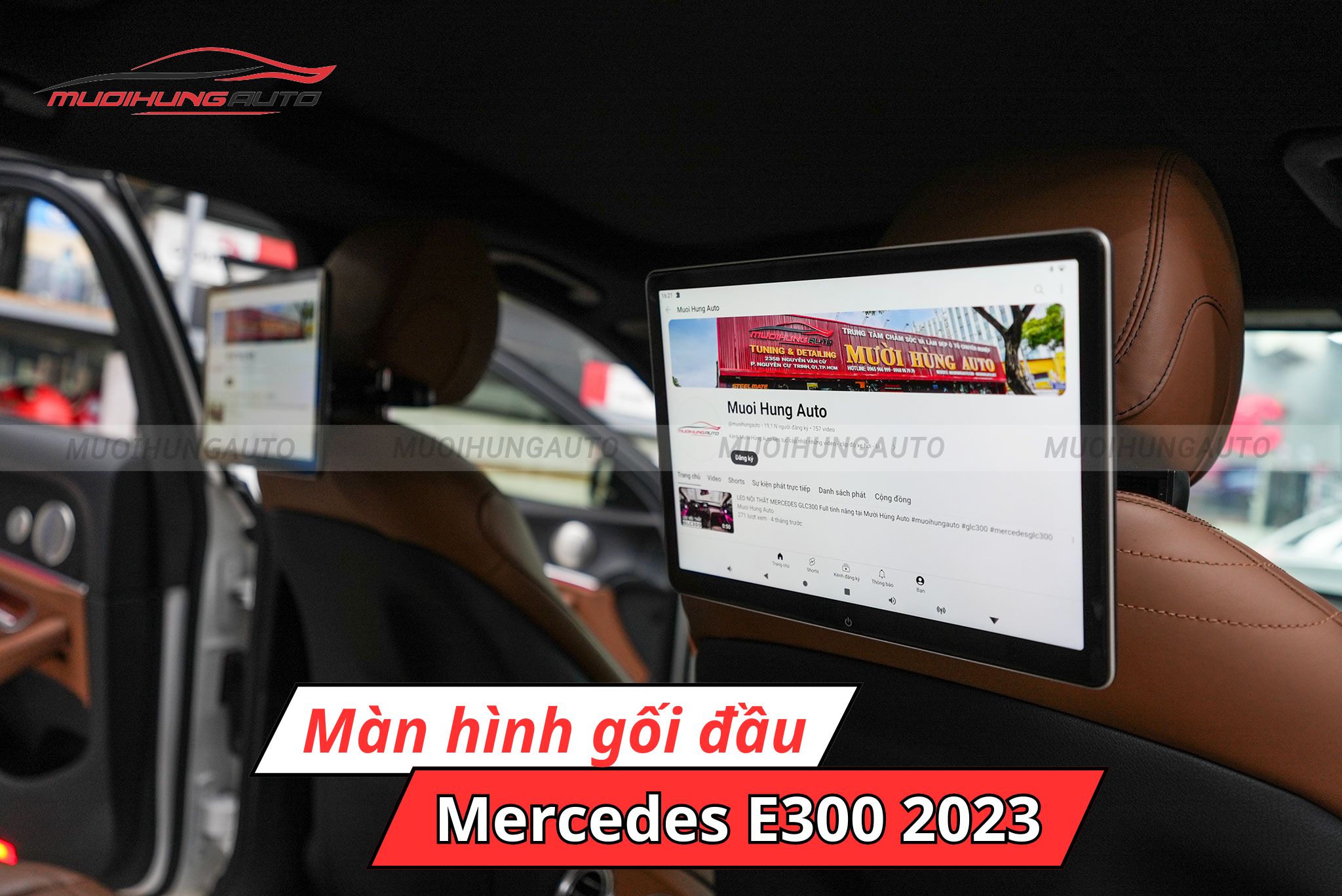 Màn hình gối đầu cho xe Mercedes E300 2023