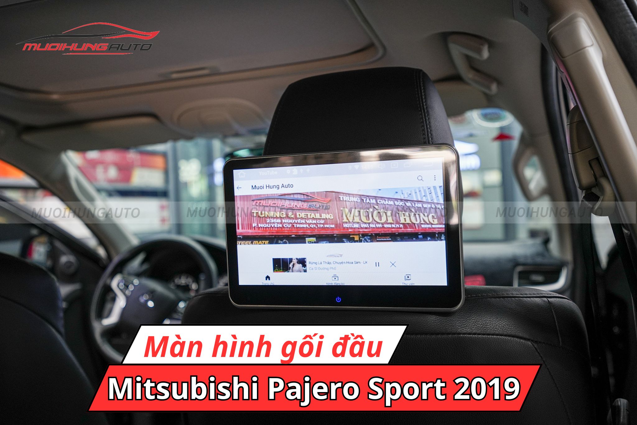 Màn hình gối đầu cho xe Mitsubishi Pajero Sport 2019