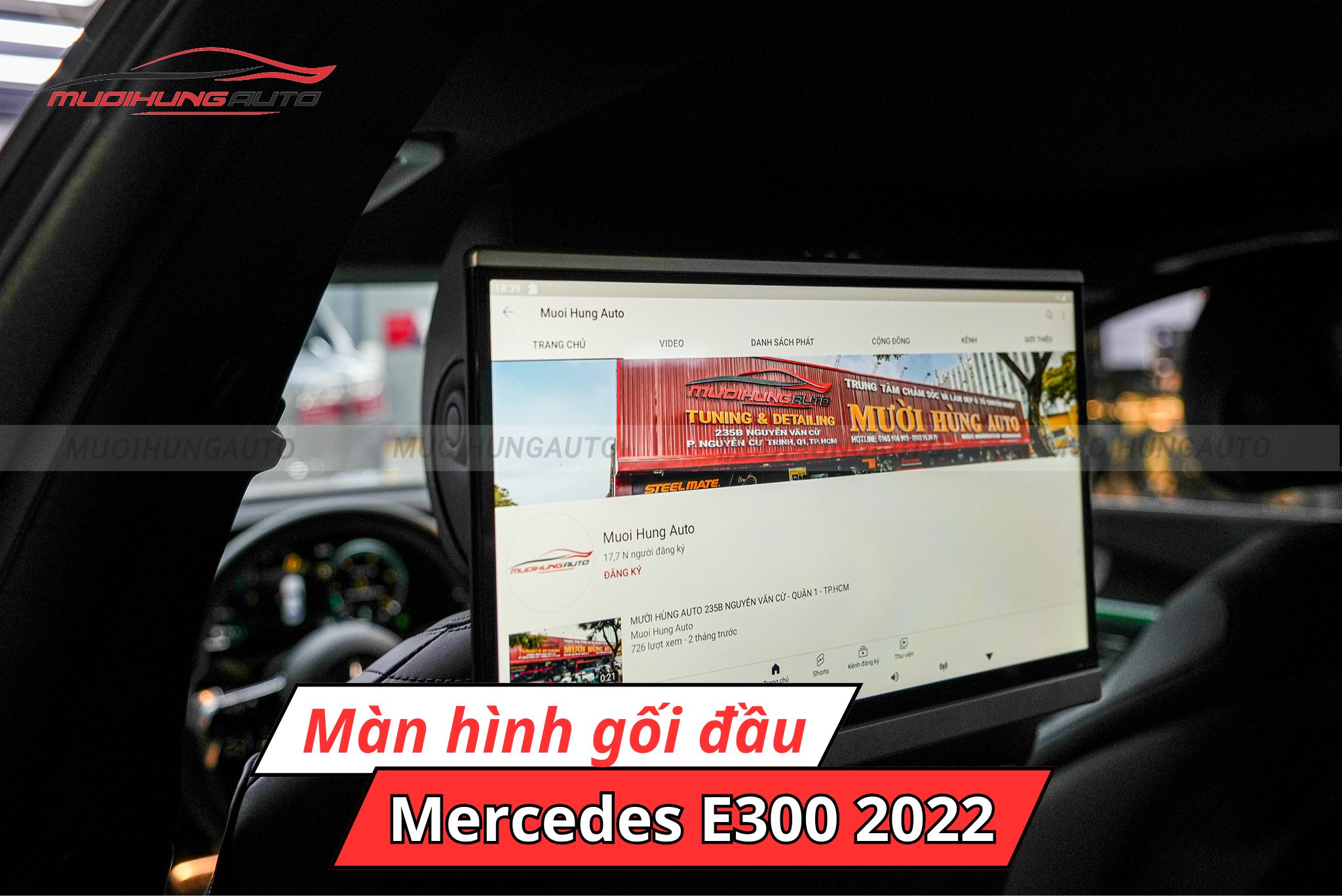 Màn hình gối đầu ghế sau ô tô Mercedes E300 2022