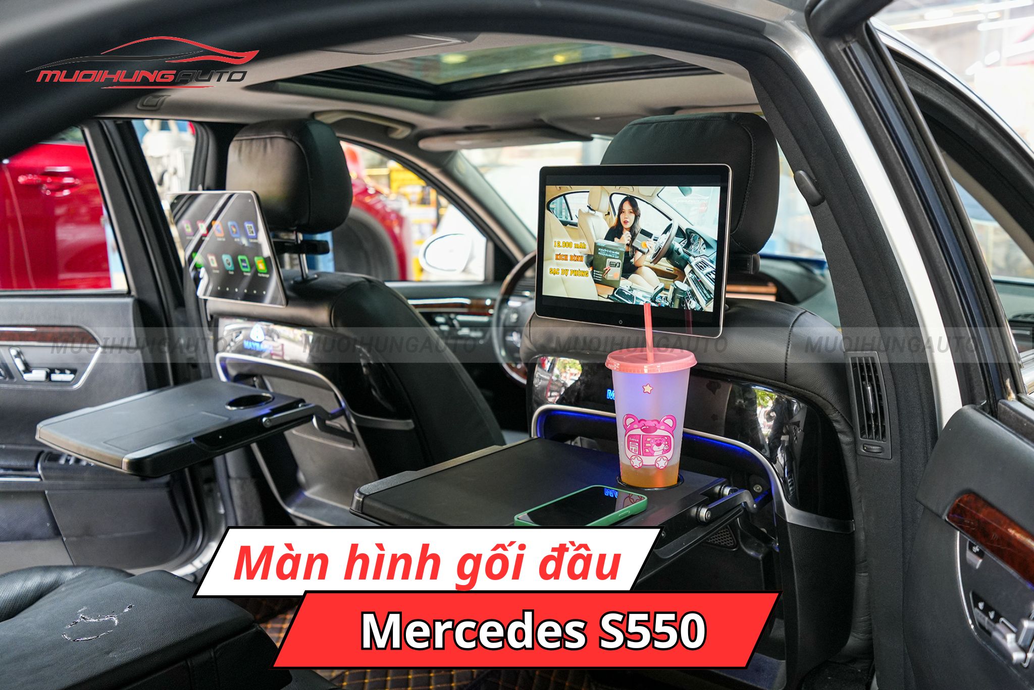 Màn hình gối đầu ghế sau ô tô Mercedes S550