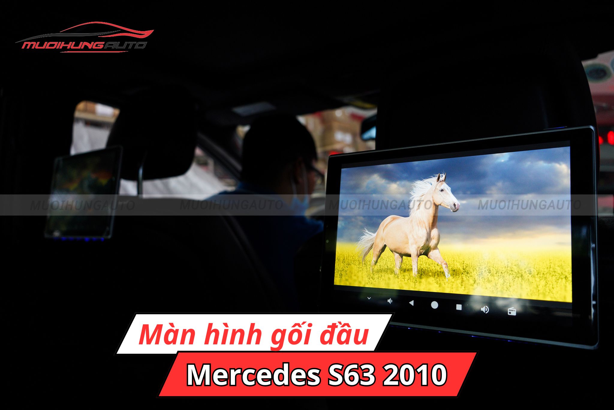 Màn hình gối đầu ô tô Android Mercedes S63 2010