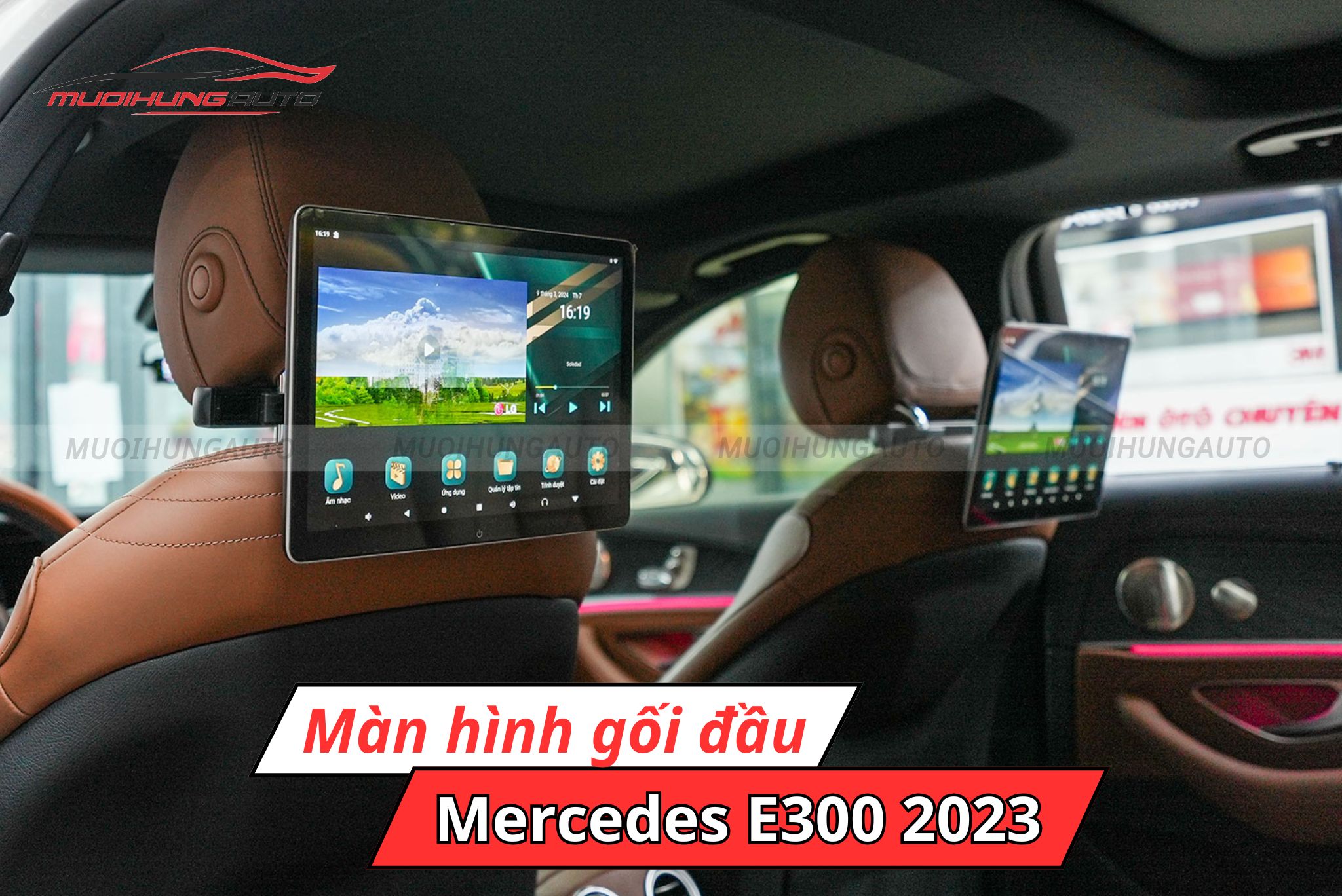 Màn hình gối đầu ô tô Mercedes E300 2023
