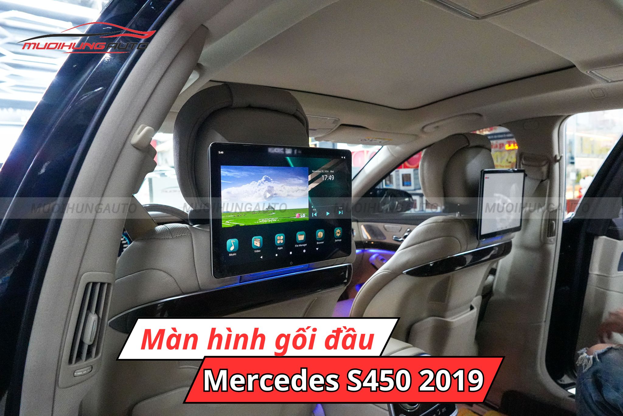 Màn hình gối đầu ô tô Mercedes S450 2019