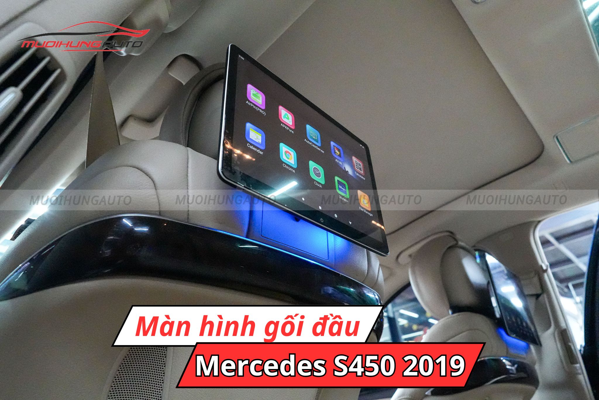 Màn hình gối đầu xe Mercedes S450 2019