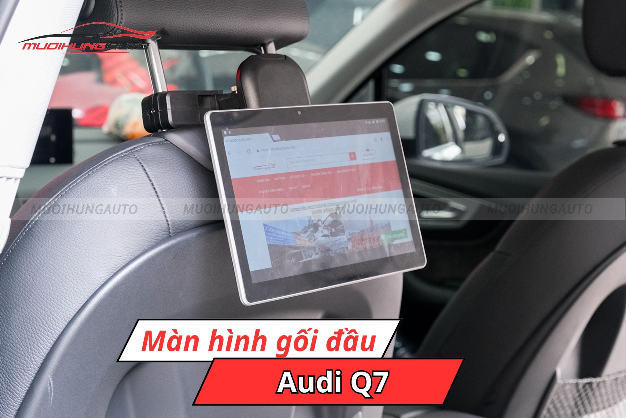 Màn hình lắp sau gối tựa đầu Audi Q7