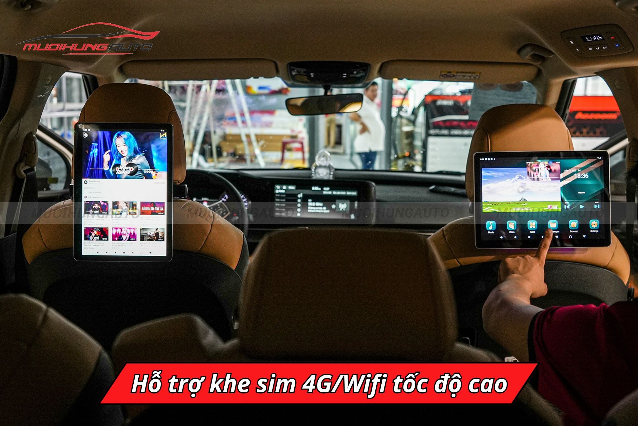 Màn hình lắp sau gối tựa đầu Mercedes