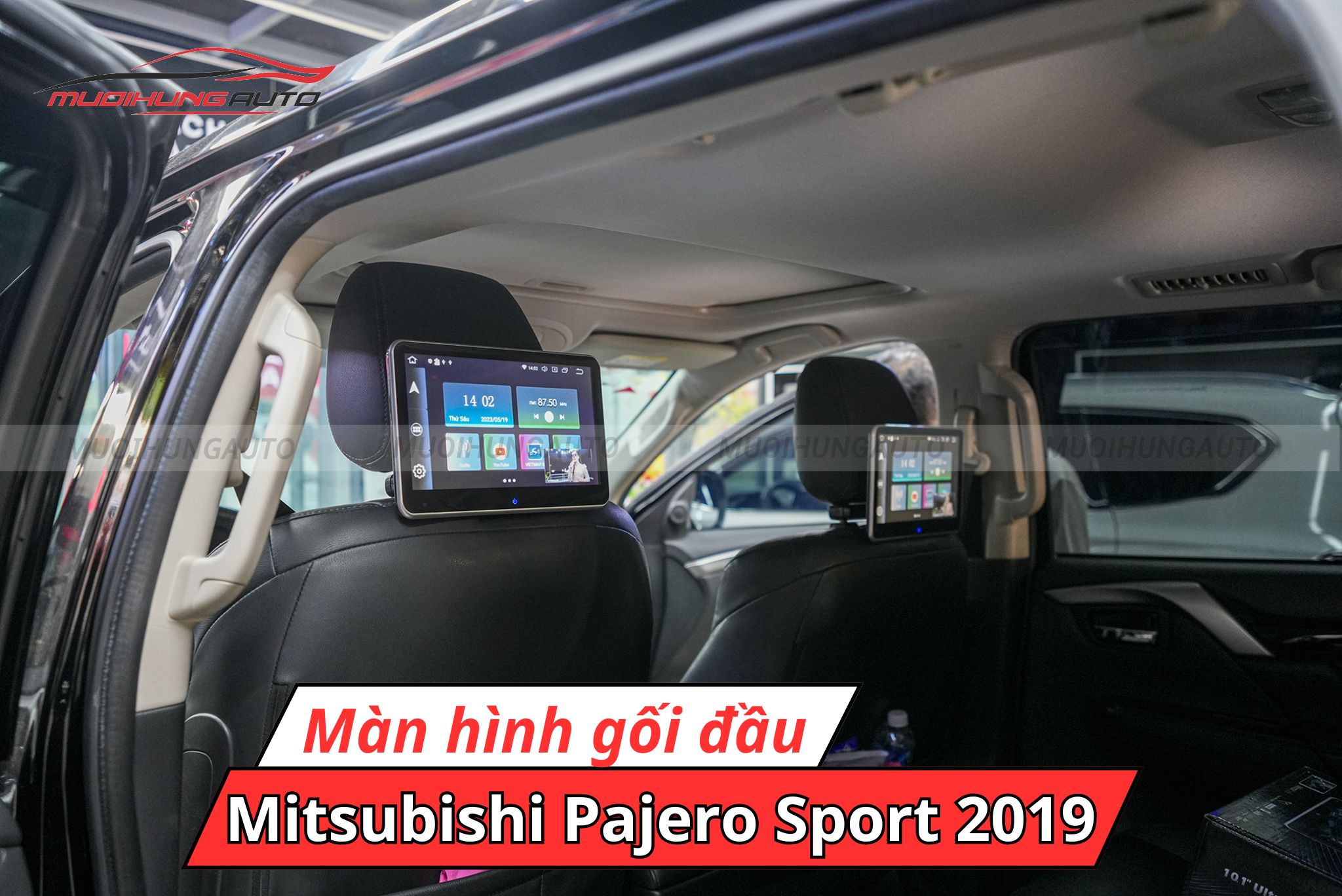 Màn hình lắp sau gối tựa đầu Mitsubishi Pajero Sport 2019