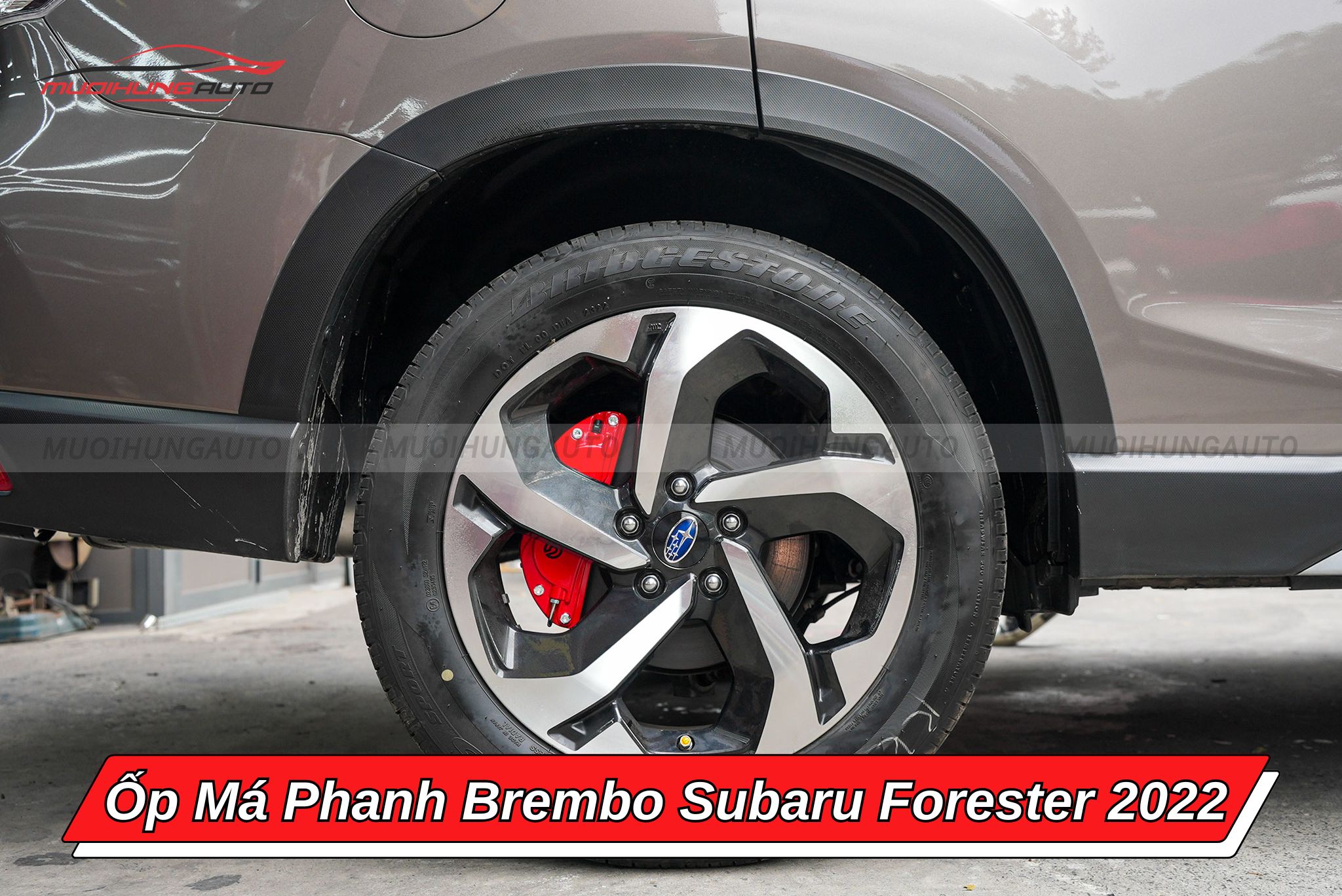 Ốp heo dầu Brembo xe Subaru Forester 2022