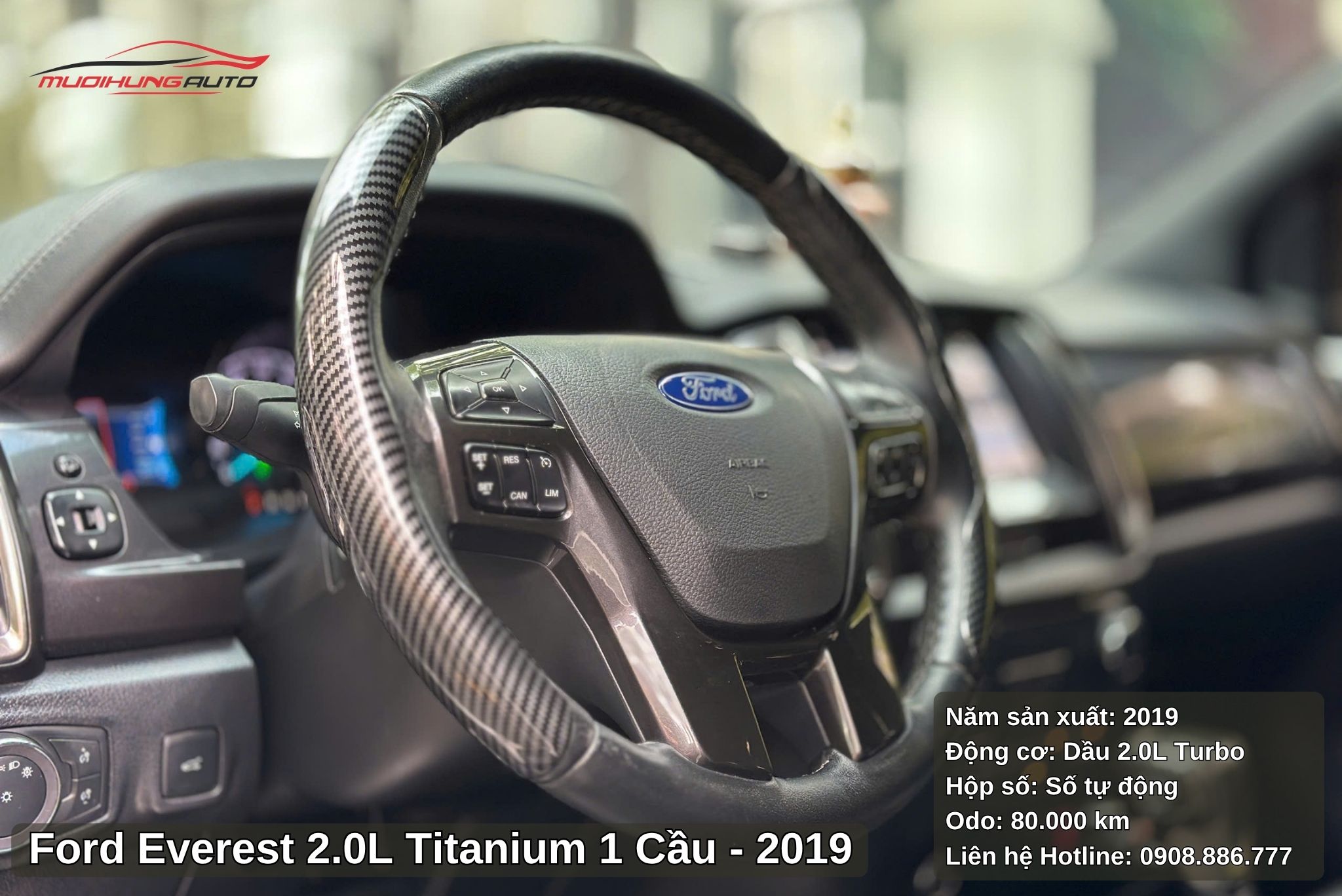 Ford Everest 2.0L Titanium 1 cầu 2019 tích hợp vô lăng bọc da sang trọng