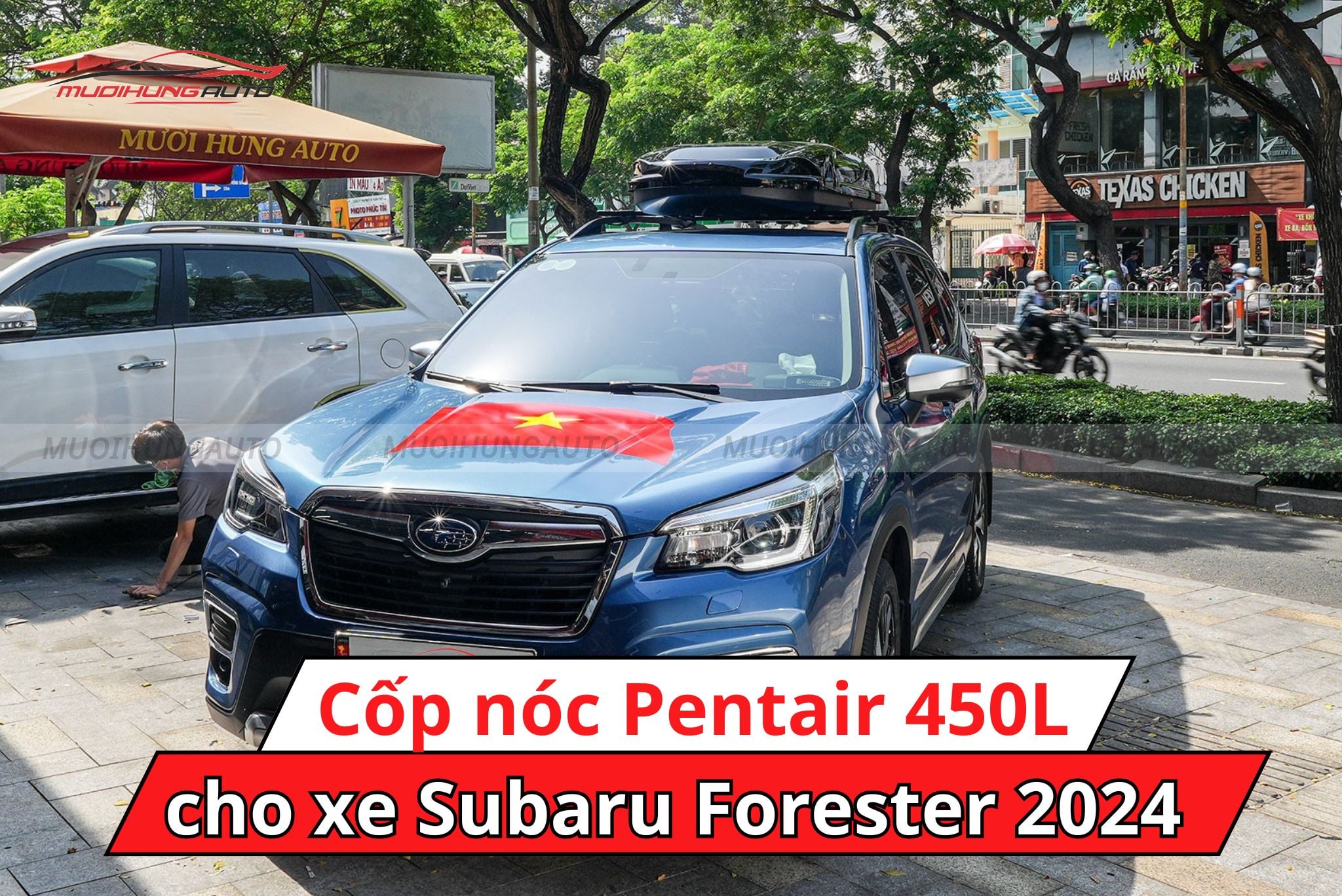 Thùng đựng đồ nóc xe Pentair 450L cho xe Subaru Forester 2024