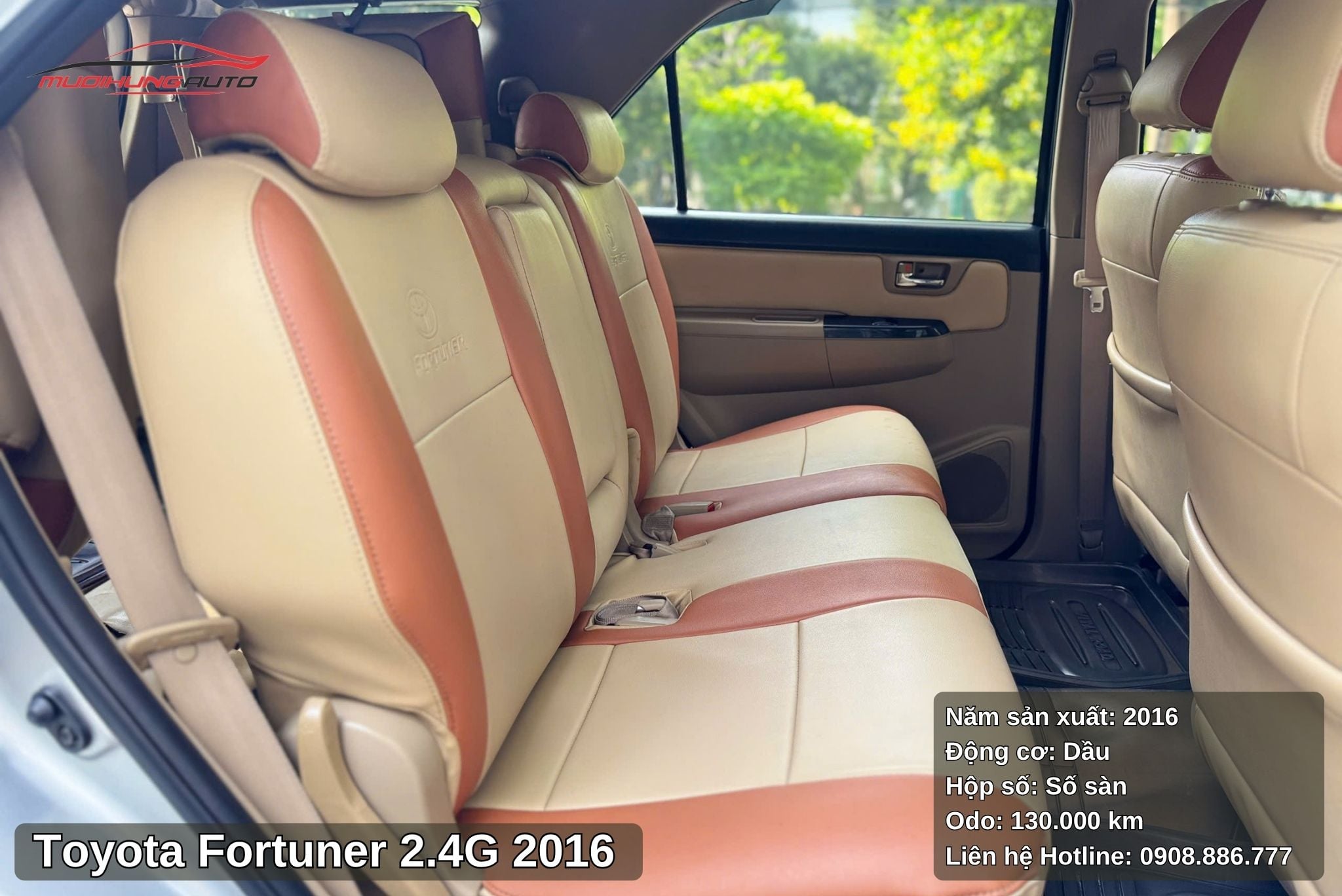 Toyota Fortuner 2.4G 2016 với hàng ghế sau rộng rãi và thoải mái