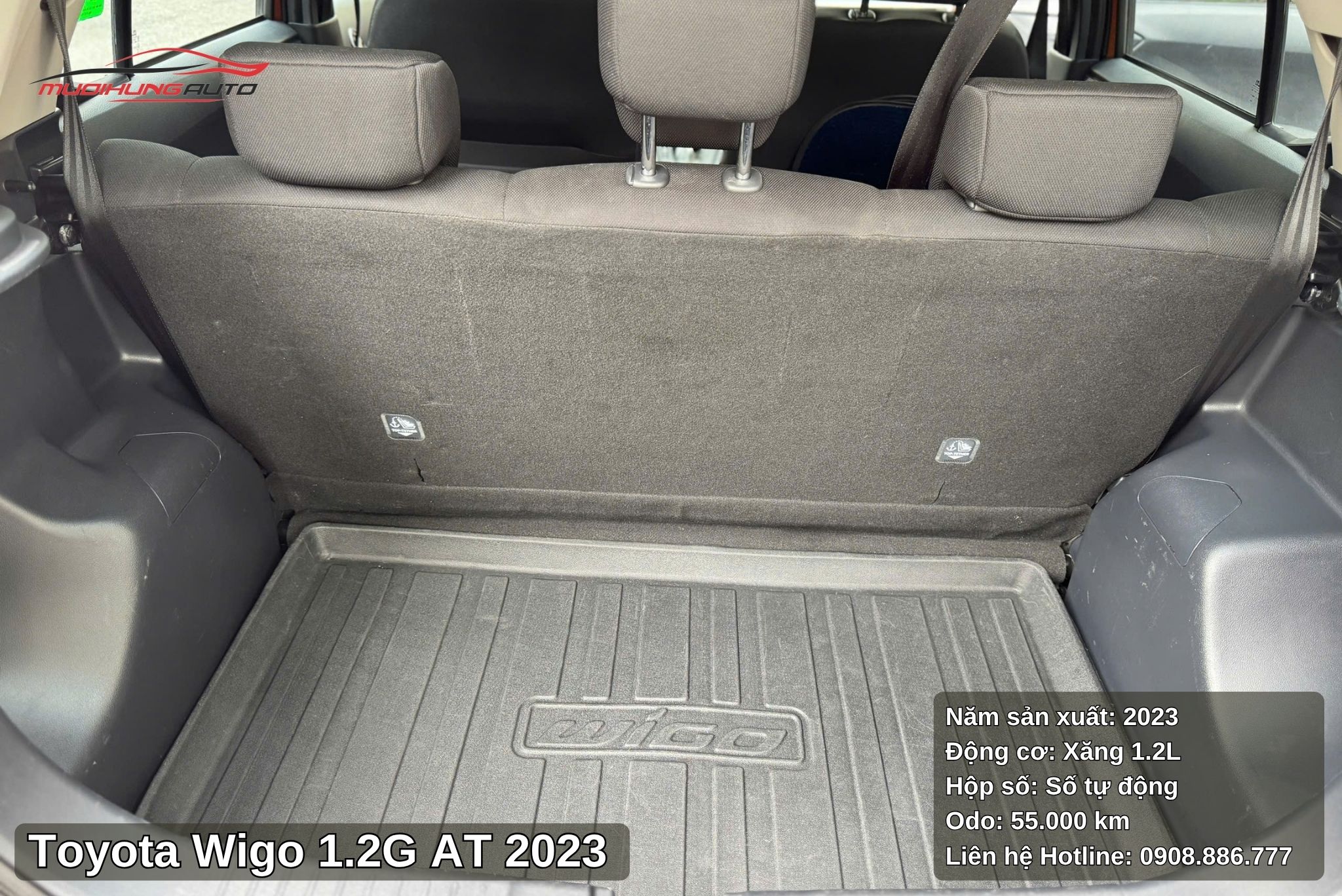 Toyota Wigo 1.2G AT 2023 sở hữu cốp sau rộng rãi