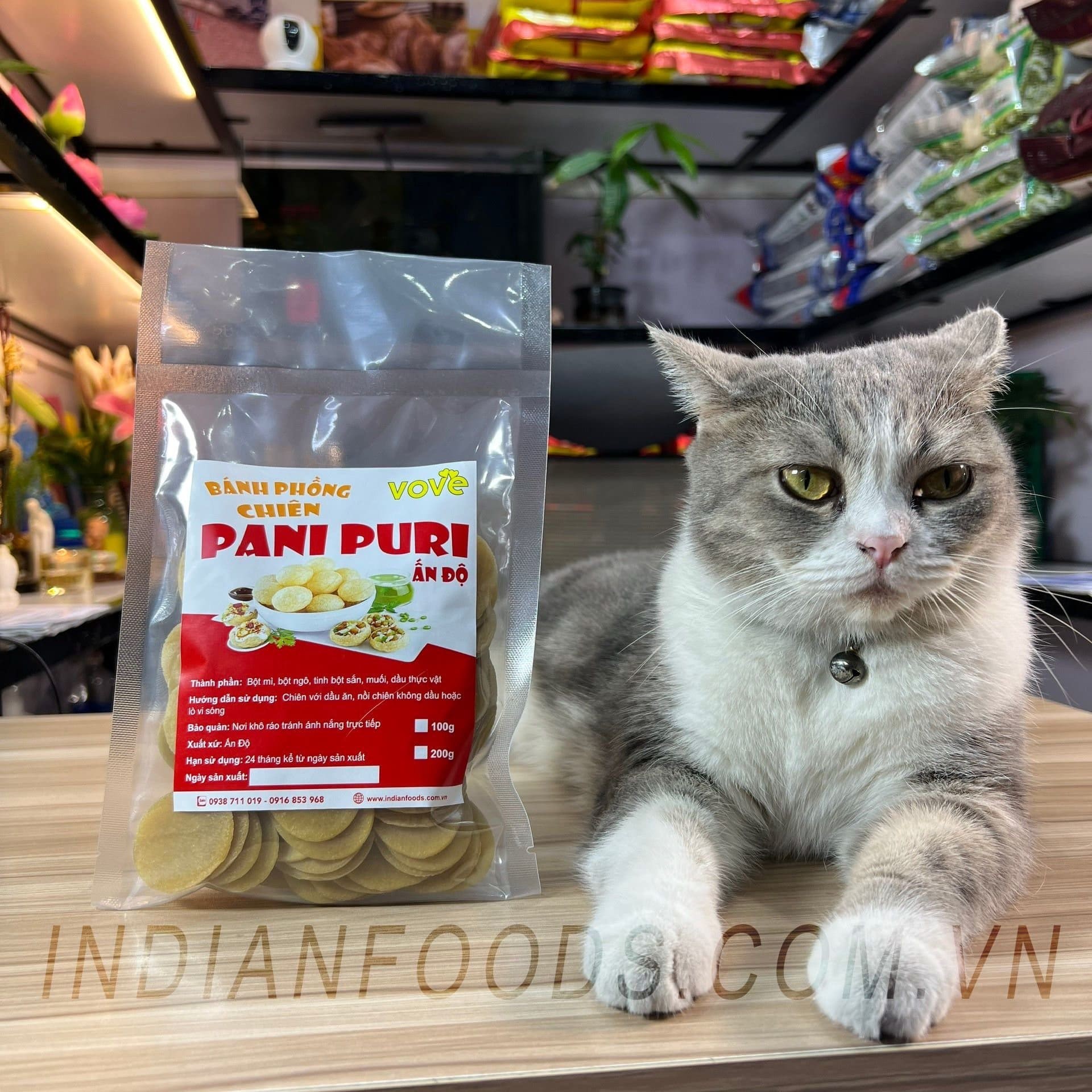 Hình ảnh món ăn đường phố Ấn Độ hấp dẫn với lớp vỏ giòn của bánh pani puri