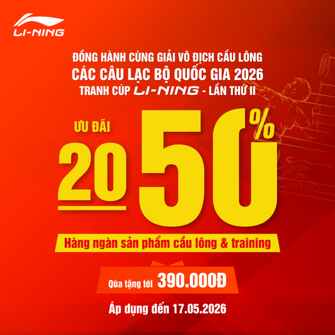 ƯU ĐÃI 20 - 50% HÀNG NGÀN SẢN PHẨM CẦU LÔNG & TẬP LUYỆN