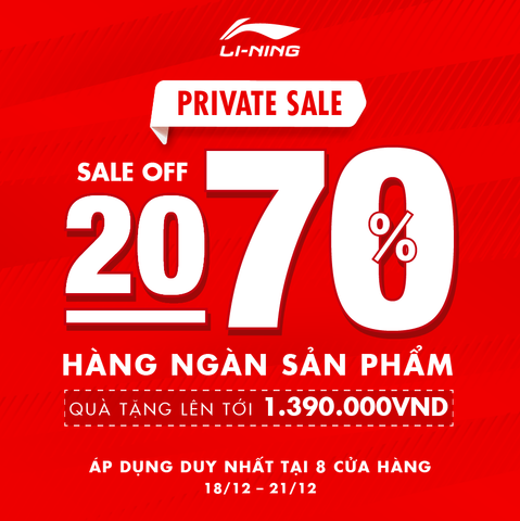 PRIVATE SALE: LI-NING GIẢM 20–70% HÀNG NGÀN SẢN PHẨM - CHỈ CÓ TẠI 8 CỬA HÀNG!