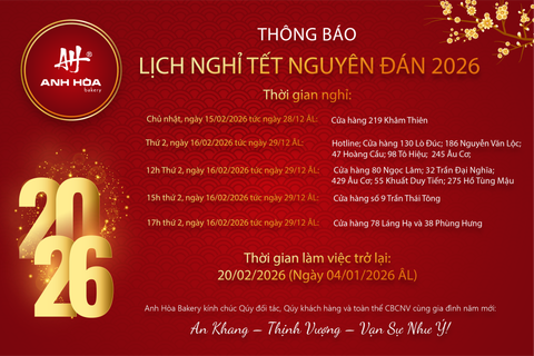 THÔNG BÁO LỊCH NGHỈ TẾT NGUYÊN ĐÁN