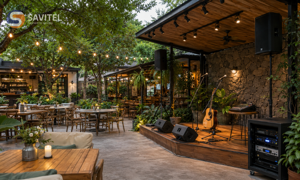 Quán cafe sân vườn lớn hoặc có acoustic