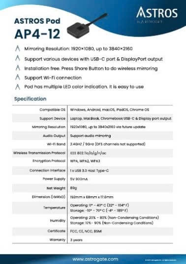 Astrogate ASTROS Pod AP4 Series Datasheet