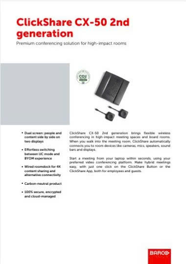 Barco Clickshare CX-50 Gen 2 Datasheet