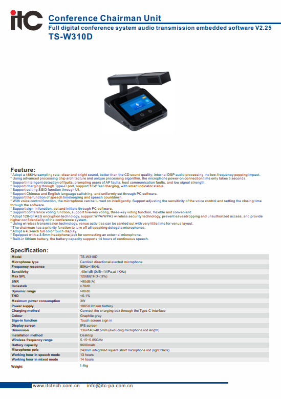 ITC TS-W310D Datasheet