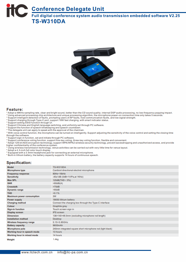 ITC TS-W310DA Datasheet