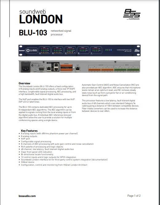 BLU-103 Datasheet