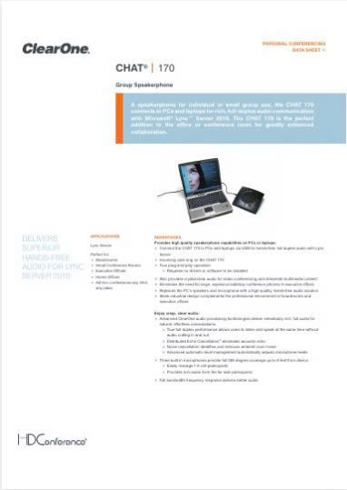 ClearOne CHAT 170 Datasheet