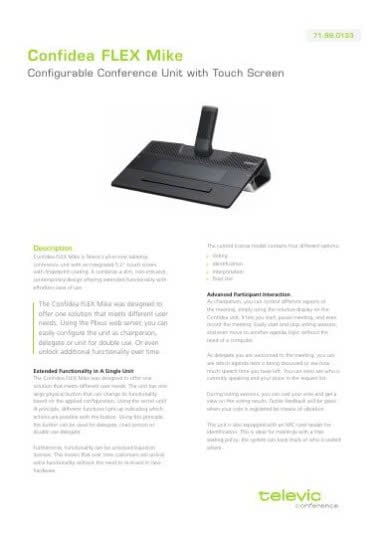 CONFIDEA FLEX MIKE Datasheet