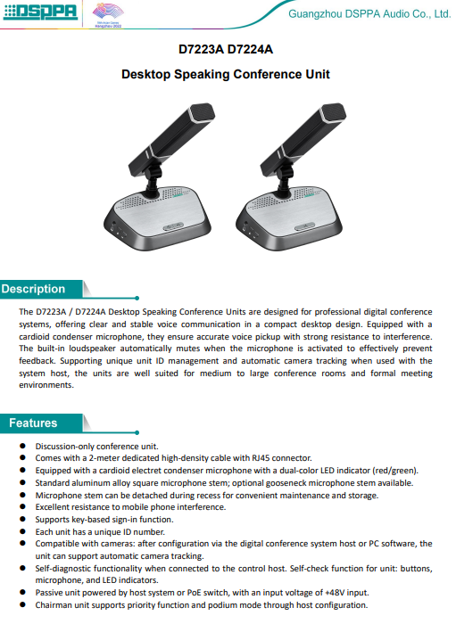 D7223A Desktop Chairman MIC Datasheet