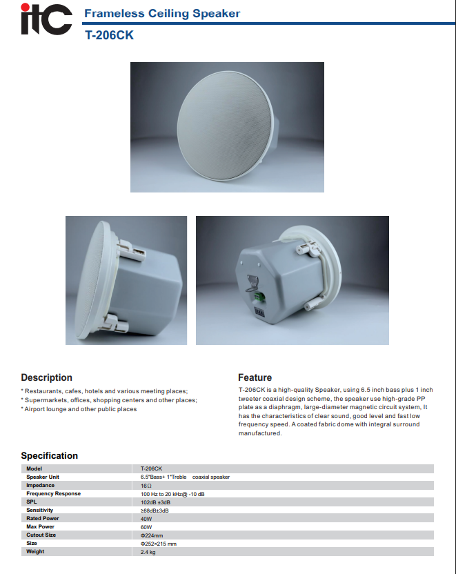 ITC T-206CK Datasheet