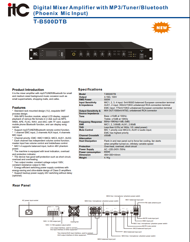 ITC T-B500DBT datasheet